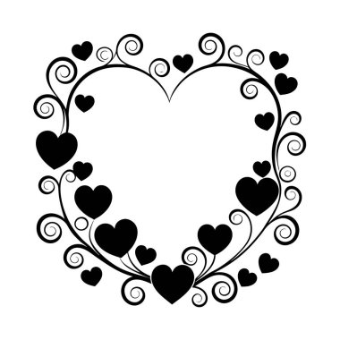 Sevgililer Günü çerçeve çizimi, romantik kartlar, davetiyeler ve dekoratif tasarımlar için mükemmel..