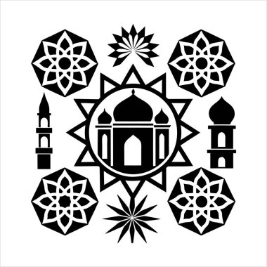 Bu İslami model tema vektörü geleneksel geometrik ve arabesk modellerinden esinlenen karmaşık ve zarif tasarımları içerir. Kültürel, dini veya dekoratif projeler için ideal.