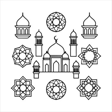 Bu İslami model tema vektörü geleneksel geometrik ve arabesk modellerinden esinlenen karmaşık ve zarif tasarımları içerir. Kültürel, dini veya dekoratif projeler için ideal.