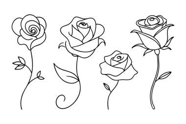 Bu zarif siyah beyaz çiçek çizgisi sanat vektörü tasarımlarınıza klasik bir güzellik katmak için mükemmeldir. Logolar, dövmeler, davetiyeler ve diğer yaratıcı projeler için ideal..