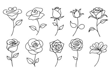 Bu zarif siyah beyaz çiçek çizgisi sanat vektörü tasarımlarınıza klasik bir güzellik katmak için mükemmeldir. Logolar, dövmeler, davetiyeler ve diğer yaratıcı projeler için ideal..