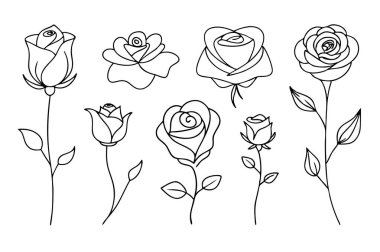 Bu zarif siyah beyaz çiçek çizgisi sanat vektörü tasarımlarınıza klasik bir güzellik katmak için mükemmeldir. Logolar, dövmeler, davetiyeler ve diğer yaratıcı projeler için ideal..