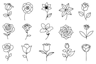 Bu zarif siyah beyaz çiçek çizgisi sanat vektörü tasarımlarınıza klasik bir güzellik katmak için mükemmeldir. Logolar, dövmeler, davetiyeler ve diğer yaratıcı projeler için ideal..