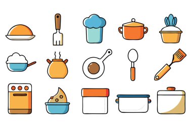 Mutfak aletlerinin kapsamlı bir koleksiyonu silüet vektörleri, mutfak temalı projeler için mükemmel. Yüksek kaliteli tasarımlar arasında yemek pişirme ve mutfak dekorasyonu için gerekli mutfak gereçleri ve gereçleri bulunmaktadır..