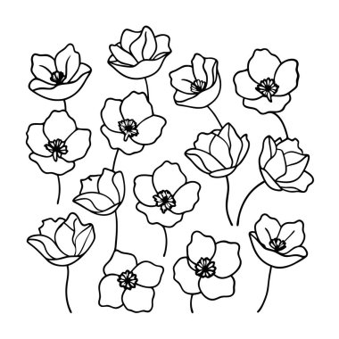 Beyaz arka planda canlı kırmızı gelincik çiçek vektör çizimi. Bu zarif ve detaylı tasarım çiçek temalı sanat, baskılar, kartlar veya dekorasyon projeleri için mükemmeldir..