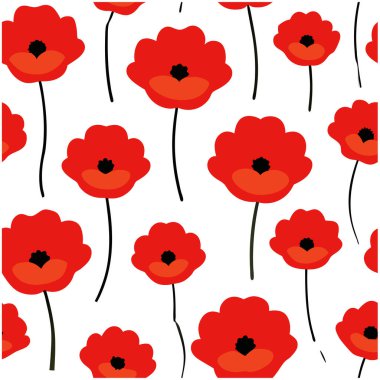 Beyaz arka planda canlı kırmızı gelincik çiçek vektör çizimi. Bu zarif ve detaylı tasarım çiçek temalı sanat, baskılar, kartlar veya dekorasyon projeleri için mükemmeldir..