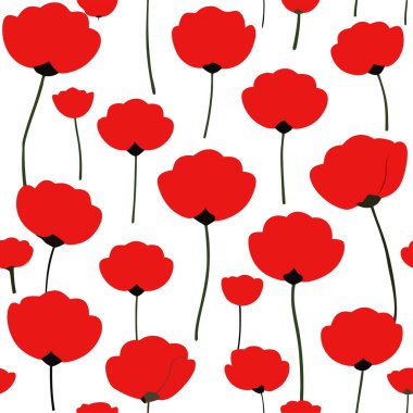 Beyaz arka planda canlı kırmızı gelincik çiçek vektör çizimi. Bu zarif ve detaylı tasarım çiçek temalı sanat, baskılar, kartlar veya dekorasyon projeleri için mükemmeldir..