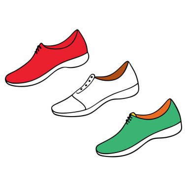 Herhangi bir tasarıma kişilik katmak için mükemmel sekiz renkli ve şık ayakkabı çiziminden oluşan canlı bir set. Bu oyuncu ve eşsiz ayakkabılar moda, markalaşma veya yaratıcı projeler için idealdir..