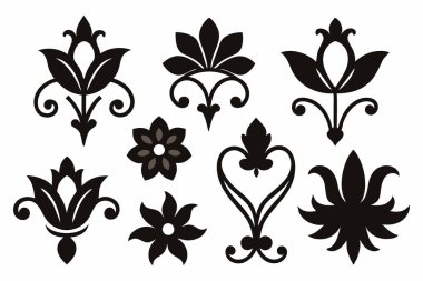 Bu zarif klasik Viktorya dönemi çiçek klipsi koleksiyonu karmaşık çiçek tasarımlarıyla geçmişin zarafetini yakalar. Davetiyeler, el sanatları veya klasik temalı projeler için mükemmel.