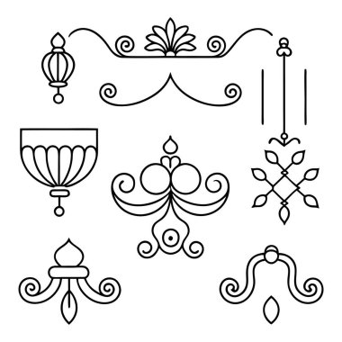 Bu 20 Roma tarzı kaligrafik tasarım elemanı, sayfa dekoruna, davetiyelerine veya klasik temalı projelere zarafet eklemek için mükemmel olan dekoratif bölme ve başlıkları içerir..