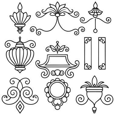 Bu 20 Roma tarzı kaligrafik tasarım elemanı, sayfa dekoruna, davetiyelerine veya klasik temalı projelere zarafet eklemek için mükemmel olan dekoratif bölme ve başlıkları içerir..