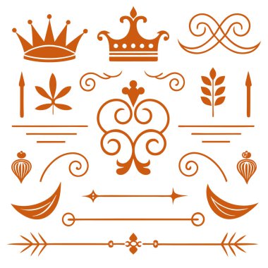 Bu 20 Roma tarzı kaligrafik tasarım elemanı, sayfa dekoruna, davetiyelerine veya klasik temalı projelere zarafet eklemek için mükemmel olan dekoratif bölme ve başlıkları içerir..