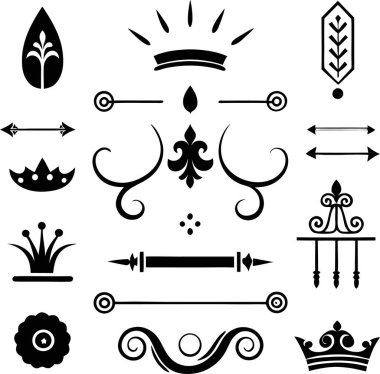 Bu 20 Roma tarzı kaligrafik tasarım elemanı, sayfa dekoruna, davetiyelerine veya klasik temalı projelere zarafet eklemek için mükemmel olan dekoratif bölme ve başlıkları içerir..