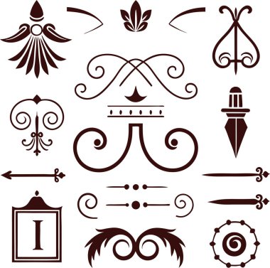 Bu 20 Roma tarzı kaligrafik tasarım elemanı, sayfa dekoruna, davetiyelerine veya klasik temalı projelere zarafet eklemek için mükemmel olan dekoratif bölme ve başlıkları içerir..