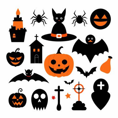 Bu Cadılar Bayramı siluet vektörü cadılar, balkabakları, hayaletler ve yarasalar gibi ürkütücü tasarımlar içeriyor. Parti davetiyeleri, dekorasyonlar ve ürkütücü Cadılar Bayramı temalı projeler için mükemmel..