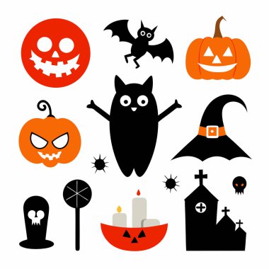 Bu Cadılar Bayramı siluet vektörü cadılar, balkabakları, hayaletler ve yarasalar gibi ürkütücü tasarımlar içeriyor. Parti davetiyeleri, dekorasyonlar ve ürkütücü Cadılar Bayramı temalı projeler için mükemmel..