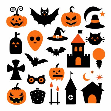 Bu Cadılar Bayramı siluet vektörü cadılar, balkabakları, hayaletler ve yarasalar gibi ürkütücü tasarımlar içeriyor. Parti davetiyeleri, dekorasyonlar ve ürkütücü Cadılar Bayramı temalı projeler için mükemmel..