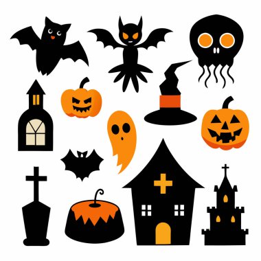 Bu Cadılar Bayramı siluet vektörü cadılar, balkabakları, hayaletler ve yarasalar gibi ürkütücü tasarımlar içeriyor. Parti davetiyeleri, dekorasyonlar ve ürkütücü Cadılar Bayramı temalı projeler için mükemmel..