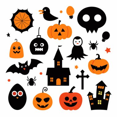 Bu Cadılar Bayramı siluet vektörü cadılar, balkabakları, hayaletler ve yarasalar gibi ürkütücü tasarımlar içeriyor. Parti davetiyeleri, dekorasyonlar ve ürkütücü Cadılar Bayramı temalı projeler için mükemmel..