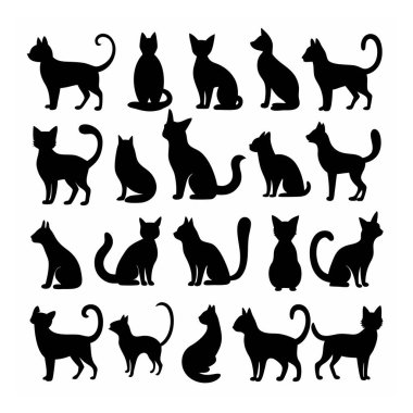 Bu Cat Silhouette Vector Set, çeşitli pozlarda kedilerin zarif ve minimal tasarımlarını içerir. Ev hayvanı temalı projeler, logolar ya da kedi dokunuşu gerektiren sanat eserleri için mükemmel..