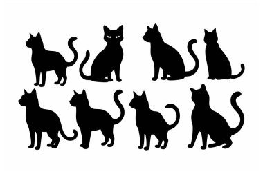 Bu Cat Silhouette Vector Set, çeşitli pozlarda kedilerin zarif ve minimal tasarımlarını içerir. Ev hayvanı temalı projeler, logolar ya da kedi dokunuşu gerektiren sanat eserleri için mükemmel..