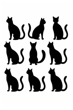 Bu Cat Silhouette Vector Set, çeşitli pozlarda kedilerin zarif ve minimal tasarımlarını içerir. Ev hayvanı temalı projeler, logolar ya da kedi dokunuşu gerektiren sanat eserleri için mükemmel..