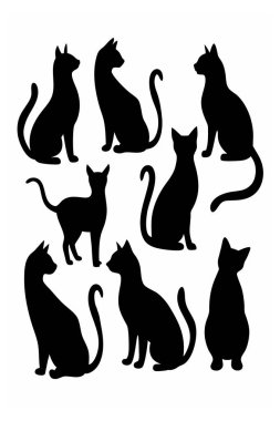 Bu Cat Silhouette Vector Set, çeşitli pozlarda kedilerin zarif ve minimal tasarımlarını içerir. Ev hayvanı temalı projeler, logolar ya da kedi dokunuşu gerektiren sanat eserleri için mükemmel..