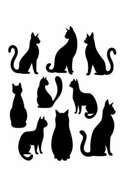 Bu Cat Silhouette Vector Set, çeşitli pozlarda kedilerin zarif ve minimal tasarımlarını içerir. Ev hayvanı temalı projeler, logolar ya da kedi dokunuşu gerektiren sanat eserleri için mükemmel..