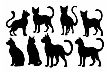 Bu Cat Silhouette Vector Set, çeşitli pozlarda kedilerin zarif ve minimal tasarımlarını içerir. Ev hayvanı temalı projeler, logolar ya da kedi dokunuşu gerektiren sanat eserleri için mükemmel..