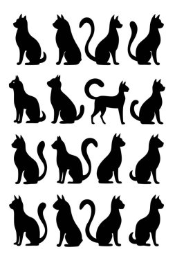 Bu Cat Silhouette Vector Set, çeşitli pozlarda kedilerin zarif ve minimal tasarımlarını içerir. Ev hayvanı temalı projeler, logolar ya da kedi dokunuşu gerektiren sanat eserleri için mükemmel..