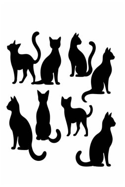 Bu Cat Silhouette Vector Set, çeşitli pozlarda kedilerin zarif ve minimal tasarımlarını içerir. Ev hayvanı temalı projeler, logolar ya da kedi dokunuşu gerektiren sanat eserleri için mükemmel..