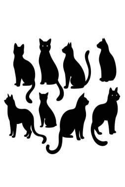 Bu Cat Silhouette Vector Set, çeşitli pozlarda kedilerin zarif ve minimal tasarımlarını içerir. Ev hayvanı temalı projeler, logolar ya da kedi dokunuşu gerektiren sanat eserleri için mükemmel..