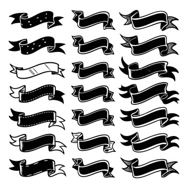 Bu el çizimi monokrom kurdele vektörü klasik ve minimalist tarzda dekoratif projeler, afişler, davetiyeler ve yaratıcı şablonlar için idealdir..