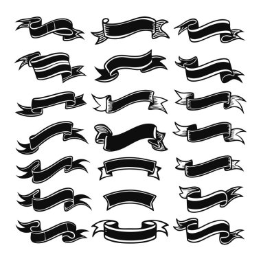 Bu el çizimi monokrom kurdele vektörü klasik ve minimalist tarzda dekoratif projeler, afişler, davetiyeler ve yaratıcı şablonlar için idealdir..