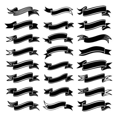 Bu el çizimi monokrom kurdele vektörü klasik ve minimalist tarzda dekoratif projeler, afişler, davetiyeler ve yaratıcı şablonlar için idealdir..