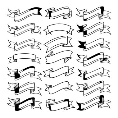 Bu el çizimi monokrom kurdele vektörü klasik ve minimalist tarzda dekoratif projeler, afişler, davetiyeler ve yaratıcı şablonlar için idealdir..
