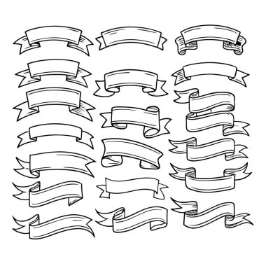 Bu el çizimi monokrom kurdele vektörü klasik ve minimalist tarzda dekoratif projeler, afişler, davetiyeler ve yaratıcı şablonlar için idealdir..