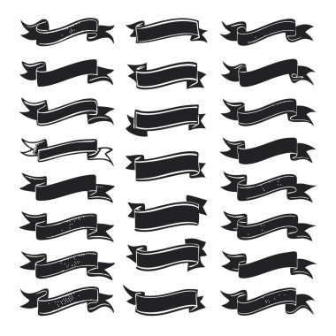 Bu el çizimi monokrom kurdele vektörü klasik ve minimalist tarzda dekoratif projeler, afişler, davetiyeler ve yaratıcı şablonlar için idealdir..