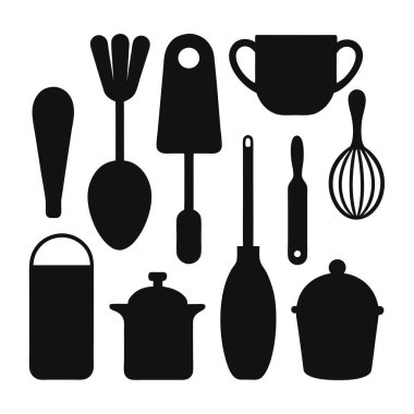 Mutfak araçlarının kapsamlı bir koleksiyonu vektör formatında, mutfak temalı projeler, logolar ve tasarım projeleri için mükemmel. Yemek siteleri, uygulamalar ve tanıtım materyalleri için ideal.