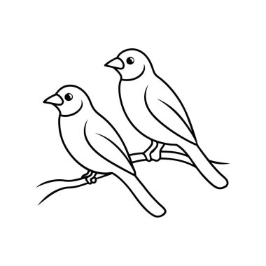 A delicate vector illustration of birds perched on a branch against a whiter background. Perfect for nature-themed designs, decorative elements, or minimalist art projects. clipart