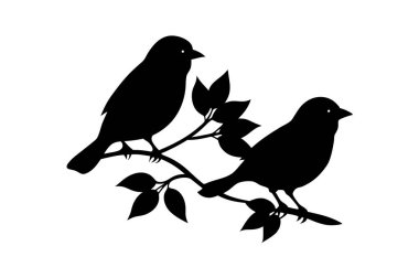 A delicate vector illustration of birds perched on a branch against a whiter background. Perfect for nature-themed designs, decorative elements, or minimalist art projects. clipart