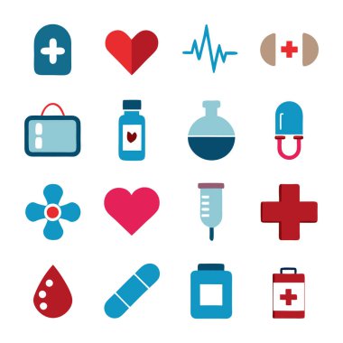 İlaç, doktor, sağlık sigortası ve tıbbi aletler de dahil olmak üzere çok yönlü bir ilaç ve sağlık ikonu seti. Sağlık uygulamaları, web siteleri ve eğitim tasarımları için mükemmel.