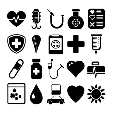 İlaç, doktor, sağlık sigortası ve tıbbi aletler de dahil olmak üzere çok yönlü bir ilaç ve sağlık ikonu seti. Sağlık uygulamaları, web siteleri ve eğitim tasarımları için mükemmel.
