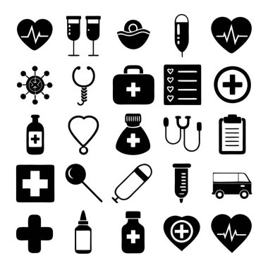 İlaç, doktor, sağlık sigortası ve tıbbi aletler de dahil olmak üzere çok yönlü bir ilaç ve sağlık ikonu seti. Sağlık uygulamaları, web siteleri ve eğitim tasarımları için mükemmel.