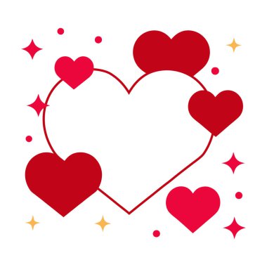 Işıl ışıl, kırmızı ve pembe kalplerden oluşan ışıl ışıl bir çerçeve. Sevgililer Günü kartları, romantik davetiyeler ya da şenlikli tasarımlar için mükemmel. Bu vektör projenize sevgi parıltısı katıyor..