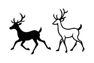 A vector set of elegant running deer silhouettes, perfect for holiday cards, wildlife-themed designs, and decorations. Ideal for Christmas, seasonal projects, and nature-inspired illustrations. clipart