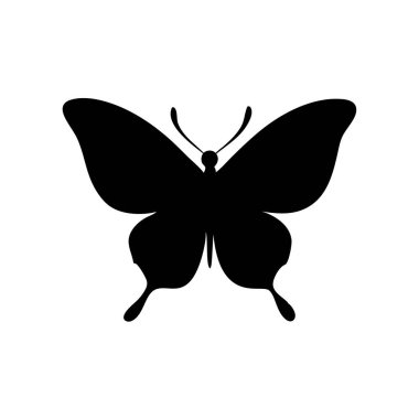 Beyaz üzerine siyah renkli kelebek siluet vektörleri. Doğa temalı tasarımlar, sanat projeleri ya da zarif ve zarif görünümlü dekoratif unsurlar için mükemmel..
