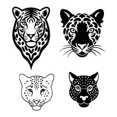 This hand-drawn vintage animal skin pattern set features tiger, leopard, and jaguar prints, adding an exotic and bold touch to designs inspired by the wild. clipart