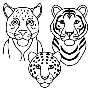 This hand-drawn vintage animal skin pattern set features tiger, leopard, and jaguar prints, adding an exotic and bold touch to designs inspired by the wild. clipart