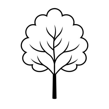 Gösterişli, zarif, minimalist bir tasarımı olan siyah ağaç ikonu vektörü. Çevre dostu markalaşma, modern dekor ya da doğa temalı projeler için mükemmel..